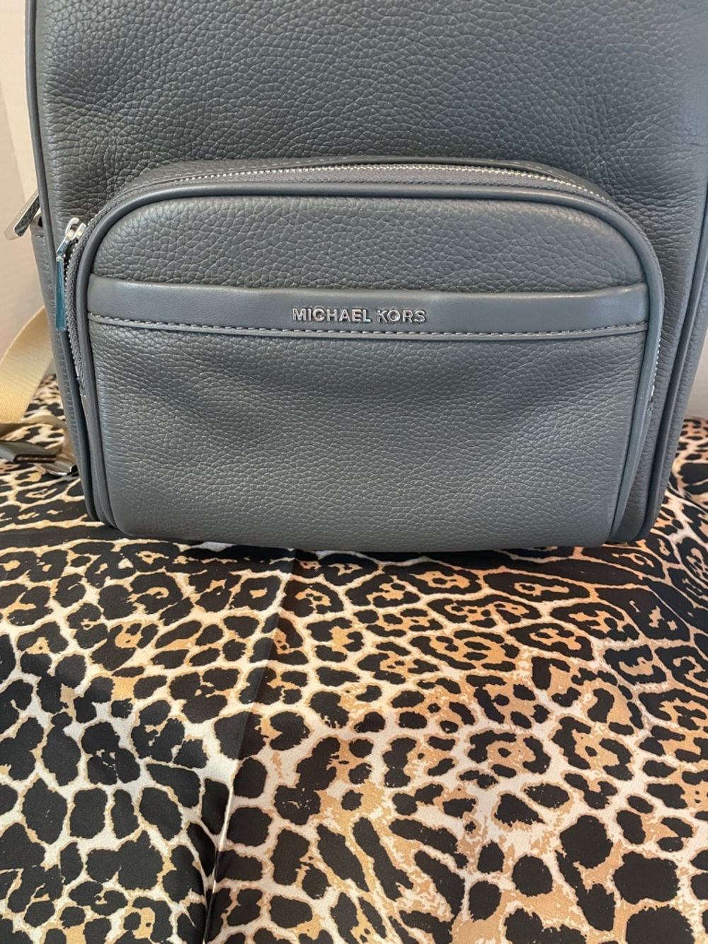 Michael Kors Pebbled Leather Medium Backpack in Slate Grey - Picture 2 of 16